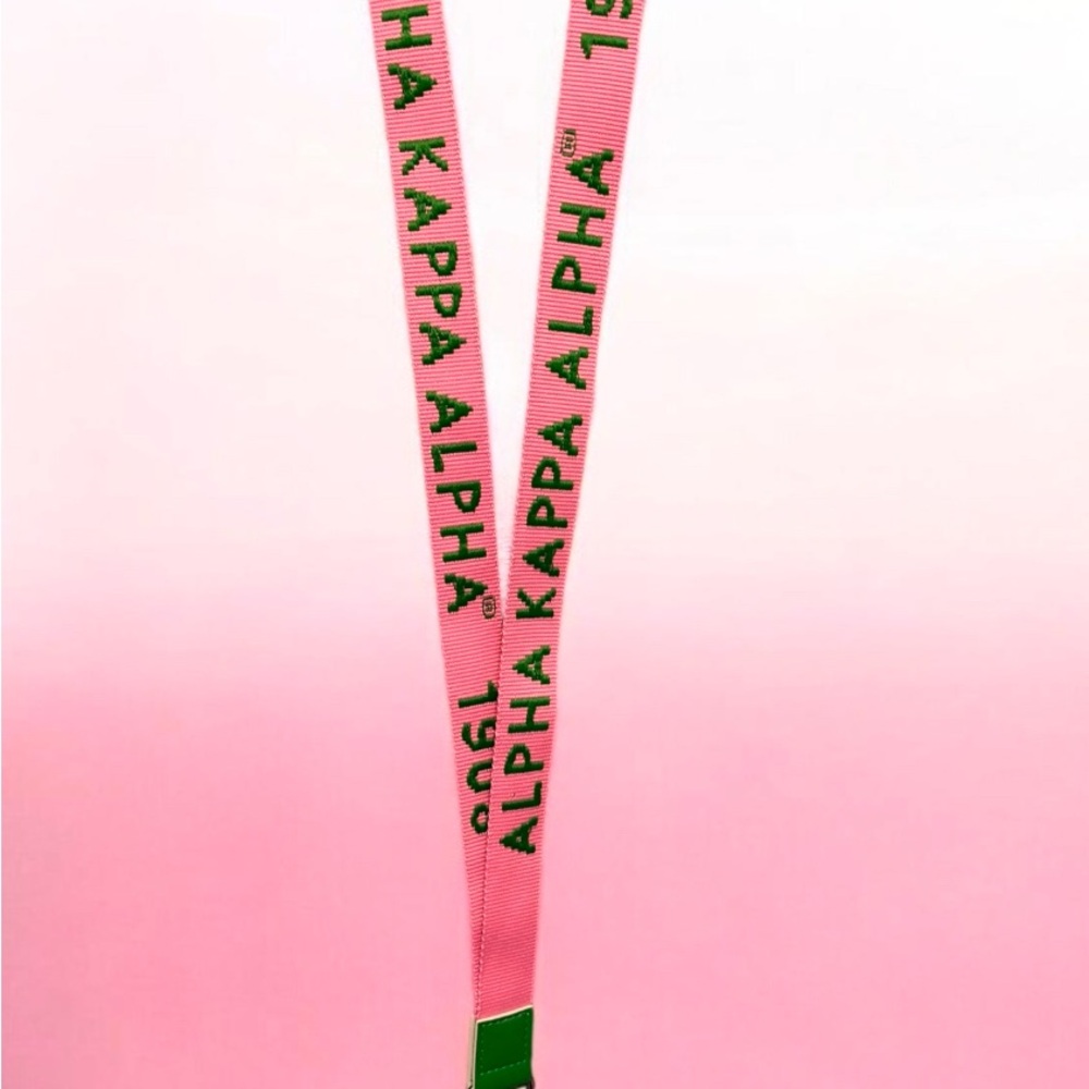 Pink and Green Alpha Kappa Alpha Lanyard - Picture 2 of 4
